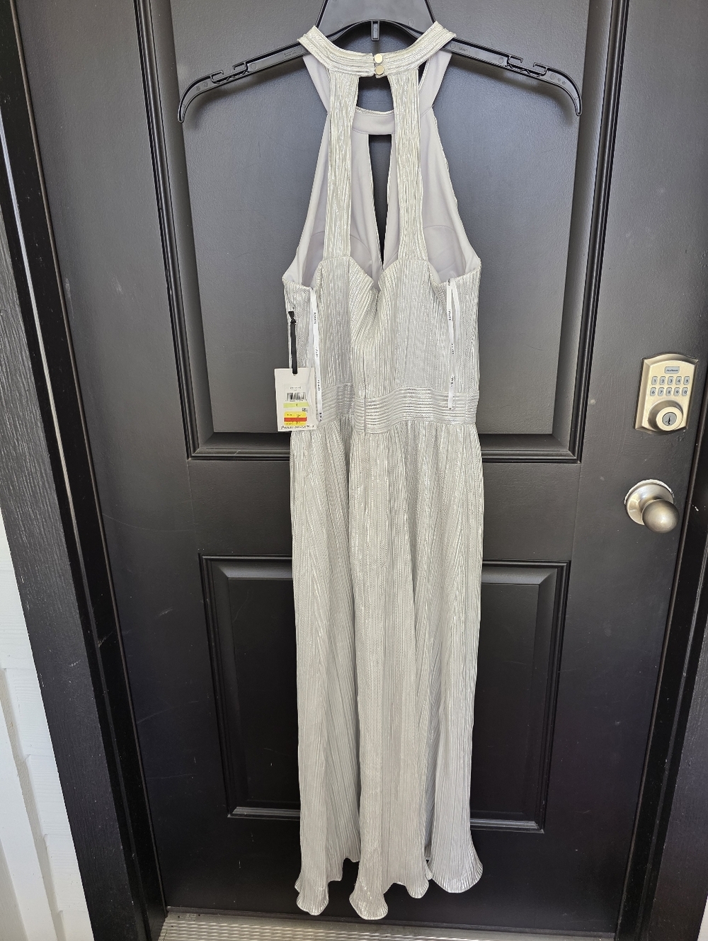 Kensie Silver Metallic Halter Midi Dress Pleated Shimmer Size 4 Women Party NWT - Picture 10 of 11